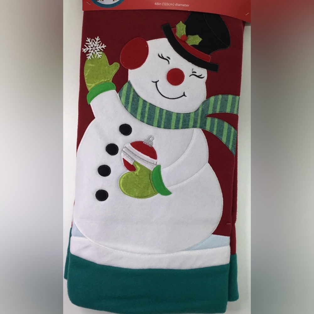 Christmas Tree Skirt Snowman Trees Red Velvet At Home Holidays New